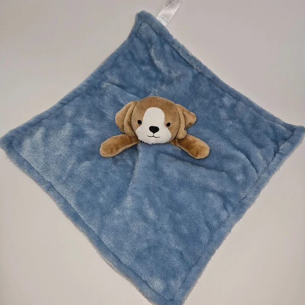 Carter's Blue Brown Puppy Dog Lovey Plush Stuffed Animal Baby Toy SOFT Fleece